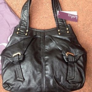 Kooba Drew Leather Handbag, black, NEW!